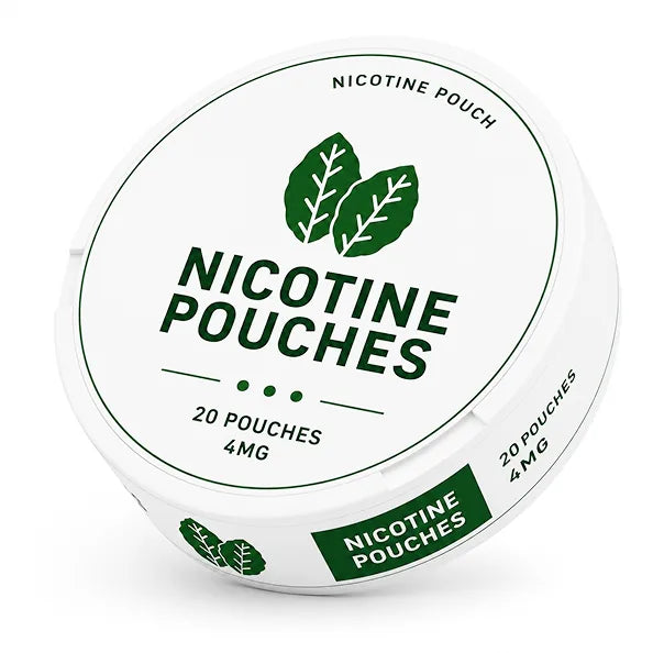White and green nicotine pouch can